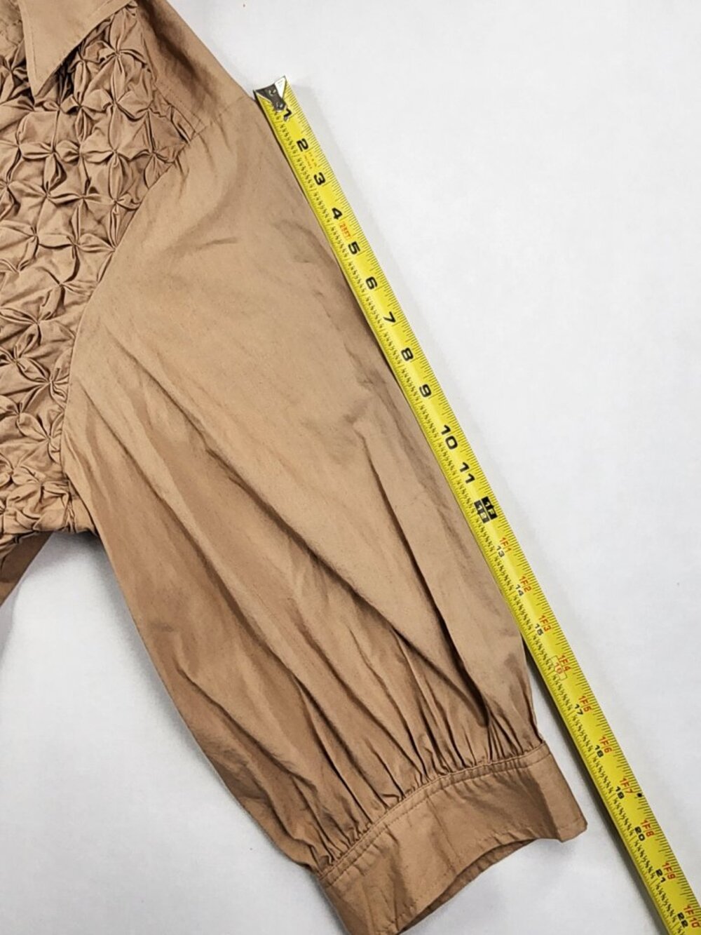 Maeve Anthropologie Women’s 2X Beige Tan Puff Sleeve Sea Breeze Blouse Top Boho - Picture 10 of 12